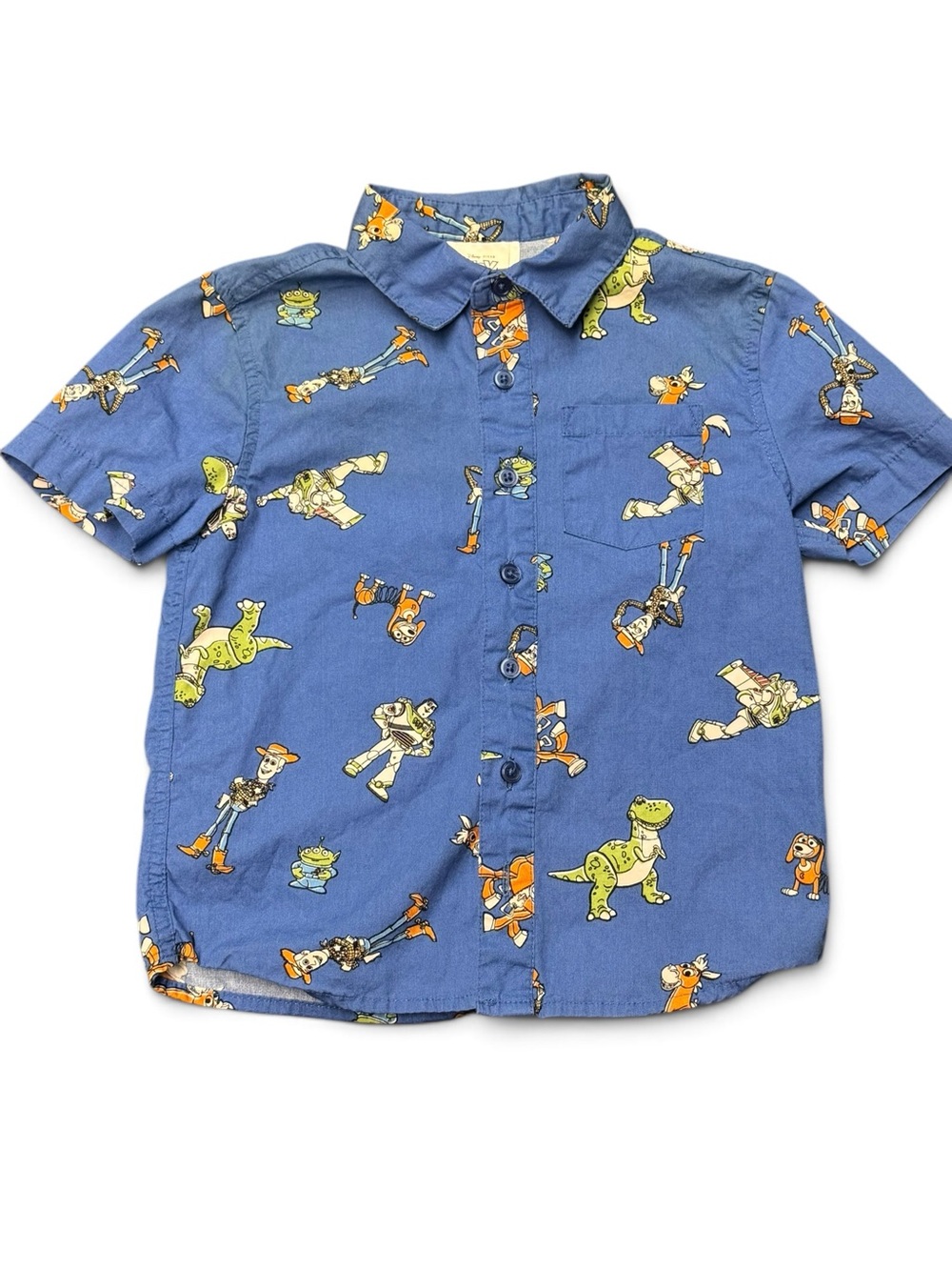 Blue Toy Story Short-Sleeve Button-Up Shirt for Kids 100% cotton